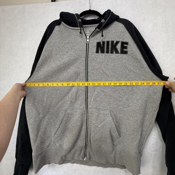 Nike Hoodie Mens 2XL Gray Black Full Zip Athletic Dept Spell Out Sweatshirt - Picture 10 of 15